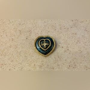 Elegant Gold and Blue Heart Brooch